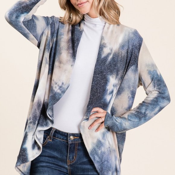 ✨TIE DYE BRUSHED HACCI LONG SLEEVE OPEN CARDIGAN - Picture 2 of 4